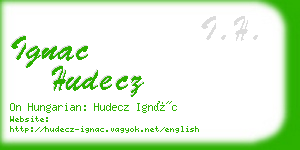 ignac hudecz business card